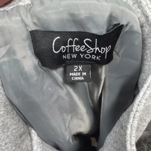 Coffee Shop NY Jacket Women's 2X Gray Full Zip Faux Fur Lined Hood Pockets NWOT thumbnail 7