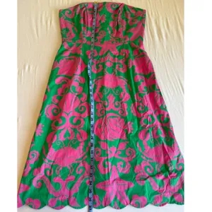 Lilly Pulitzer sz 10 Women Pink Green Crab Scallop Hem Dress Party Preppy Vintage thumbnail 7