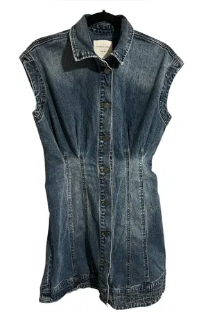 Habitual Dark Blue Denim Button-Front Dress thumbnail 1