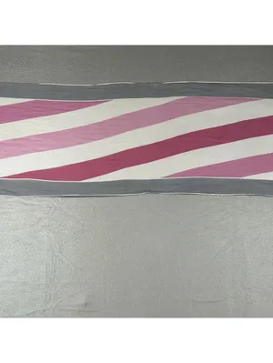 Vintage 70's Vera Neumann Vintage Pink, White, and Gray Striped Scarf thumbnail 4