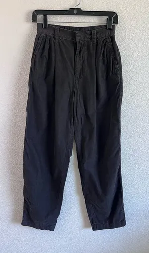 GAP Women's High Waisted Tapered Corduroy Pants Brown Noir Pleated Front‎ thumbnail 1