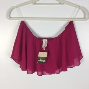 Pitaya Womens Size S Pink Chiffon Bandeau‎ Crop Top thumbnail 4