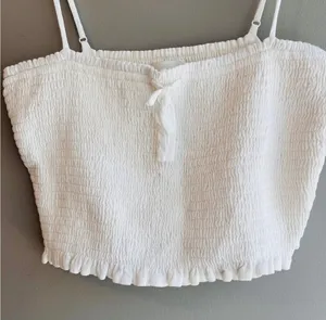 Wilfred Aritzia White Smocked Tank Cropped thumbnail 1