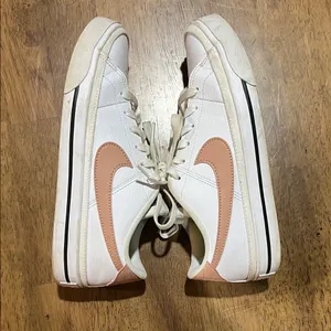 Nike Women's White and Peach Sneakers thumbnail 3