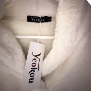 NWT Yeokou‎ Womens Cream Sherpa Fleece Pullover Sweatshirt Cozy Warm L thumbnail 6