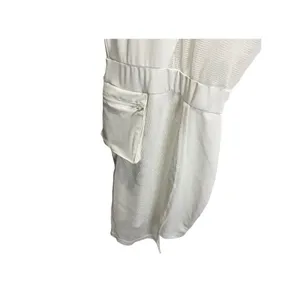 Shein Ivory Cream Mini Cocktail Dress Mesh S One Sleeve Mock Neck Stretch‎ thumbnail 4