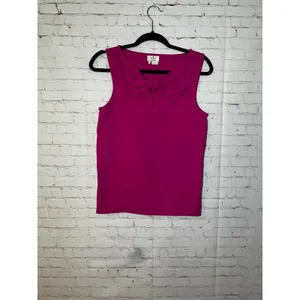 Kate Spade New York‎ Pink Bow Neck Sleeveless Top Fuchsia Cotton Blend Size M thumbnail 2
