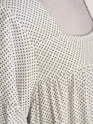 Valija White and Green Geometric Print Mini Babydoll Dress Size Small thumbnail 5