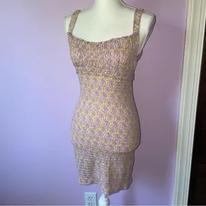 Free People XS Juniper Smocked Bodycon Slip Ditsy Floral Boho Swiftie thumbnail 2