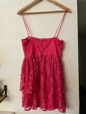 NWT Lovers + Friends Electric Pink Floral Lace Jia Mini Dress Small thumbnail 4