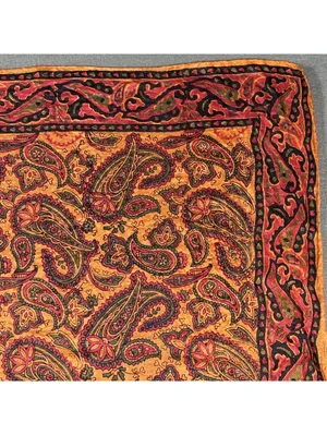Vintage Paisley Patterned Silk Square Scarf with Orange and Red Tones Bohemian thumbnail 3