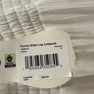 NWT prAna Fernie Wide Leg Jumpsuit M White Beach Crinkle Modal Resort Boho thumbnail 11