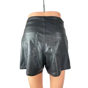 Zara Women Black Faux Leather Vegan Button Fly Mini Skirt Skort Shorts Size XS thumbnail 3