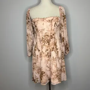 Asos - Bardot Corset Mini Dress With Pephem in Pink Floral Print thumbnail 2