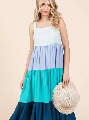 Mittoshop Color Block Tiered Pull-On Maxi‎ Dress thumbnail 1