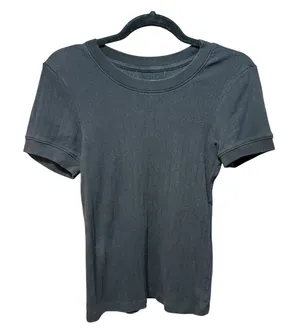 Everlane Black Organic‎ Cotton Ribbed Short Sleeve Crew Neck Tee Shirt Small thumbnail 1