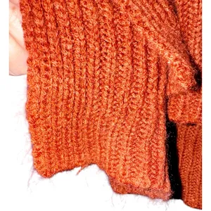 POL Popcorn Knit Sweater Tunic Women's‎ Size Small Hooded Burnt Orange Rust Fall thumbnail 4