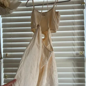 Faithfull The Brand Ivory Linen Cut Out Ring Mini Dress Euro minimalist Size L thumbnail 3