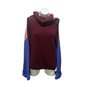 Free People Women's M Colorblock Chunky Turtleneck Sweater Multicolor thumbnail 6