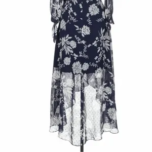 Eliza J Navy Blue Floral High Low Faux Wrap Dress 6 Cottage Fairy Wedding Guest thumbnail 9