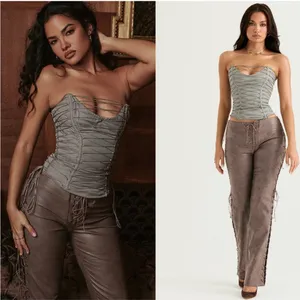 HOUSE OF‎ CB 'Mirabelle' Smoke Lace Up Corset NWT XS thumbnail 6