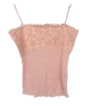 The Limited Cami Top Women S Pink Floral Lace Ribbed Knit Y2K Coquette Fairycore thumbnail 1