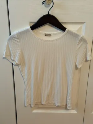 Free People Ivory Ribbed Baby Tee thumbnail 2