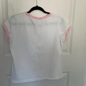 NFL Broncos White Pink Ringer Tee XL thumbnail 2