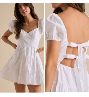 Altar'd State White Alaia Puff Sleeve Mini Dress NWT thumbnail 2