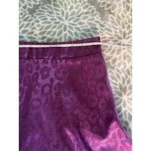 SheIn Satin Maxi Skirt size XS Purple Leopard High Rise A-Line Office Chic‎ Jewel Tone thumbnail 4