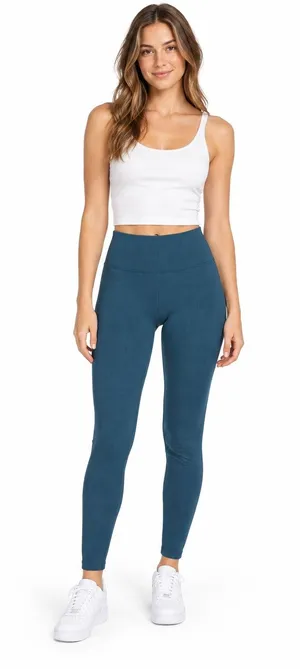 Abercrombie & Fitch Women’s Ribbed Leggings Size Small Teal High Rise thumbnail 1