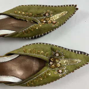 6.5 Bonnibel Olive green jewel sequin wooden slip on point clogs thumbnail 3