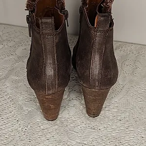 Lucky Brand Yorque leather brown wedge ankle booties boots sz 8 thumbnail 6