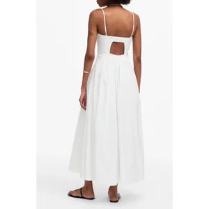 Madewell White Seamed Poplin Midi Sundress Size 6 Drop Waist Chic Quiet Luxury thumbnail 16