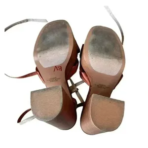 Lulu’s Lucianto Copper Satin Ankle Strap Wooden Platform Sandals SZ 6 thumbnail 11