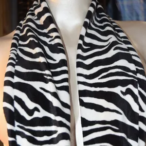 Wolf Tales Scarf w/Handwarmer Pockets, Faux fir, Zebra Print thumbnail 1