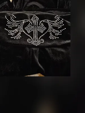 Black Velvet Flare Pants Y2K Bling L thumbnail 5