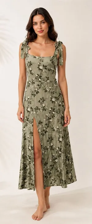 Reformation Twilight Midi Dress verde green floral size 2 thumbnail 1