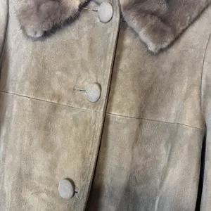 Vintage Annshire Original Suede Coat Faux Fur Collar Tan Brown 60s Union made thumbnail 5