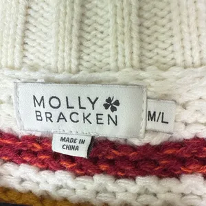 Molly Bracken Chunky Knit Striped Long Sleeve Retro Sweater Size M/L‎ Crochet thumbnail 6
