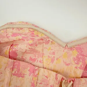 Storia Pink Gold Brocade Strapless Mini Dress Lace Up Back Bow HD2060 Large‎ thumbnail 9