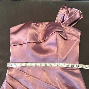 Women’s Pink One Shoulder Satin Dress Mermaid Fit Leg Slit Corset Size 8 *READ thumbnail 8