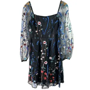 NWT JJ’s House Black Sheer Embroidered Dark Floral Romantic Dress Size M thumbnail 4
