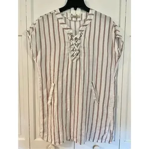 Viola Borghi made in Italy striped lace up tunic coverup thumbnail 3