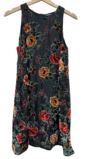 Miss Me Floral Velvet Burnout Mini Dress‎ Sz S Y2K Whimsigoth Fairy Grunge thumbnail 1