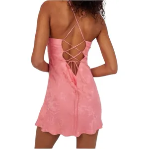 For Love & Lemons Dress Gabrielle Mini Pink Damask Women’s Size Large thumbnail 2