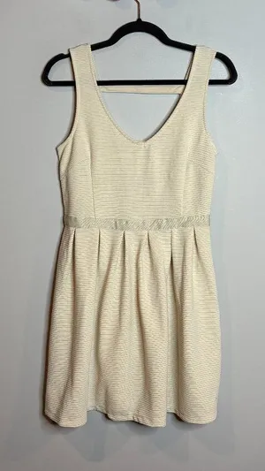 NWT American Eagle cream ribbed open back dress thumbnail 1