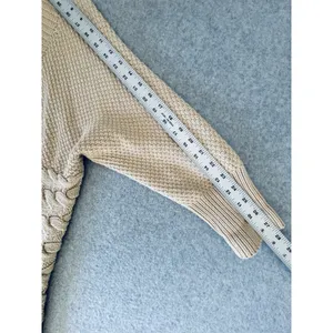 Bass Knit Cardigan Womens Sweater L/XL Cable‎ Texture Chunky Tan Beige Sand thumbnail 13
