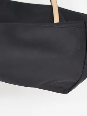 Kate Spade New York Black Nylon Tote Pink Lining Tan Leather Handles Work Bag thumbnail 6