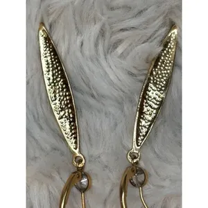 Gold Tone Marquise Pave Crystal Lever Back Drop Earrings Clear Rhinestone thumbnail 4